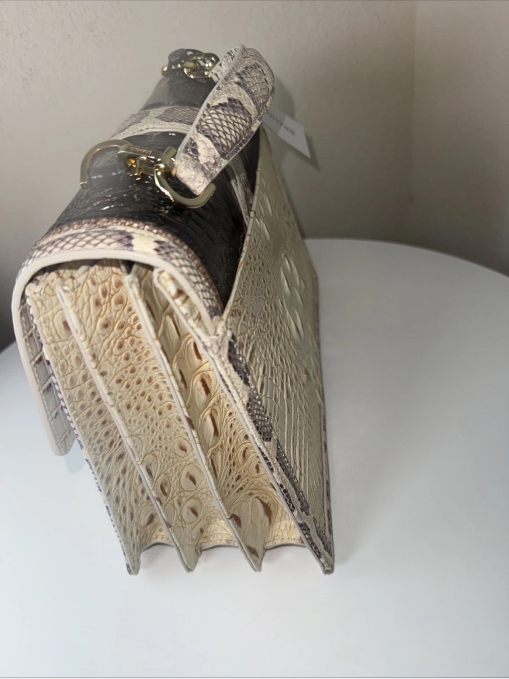 Brahmin Hallie Ivory Iguana Rockville Leather Satchel---NWT - Picture 7 of 10